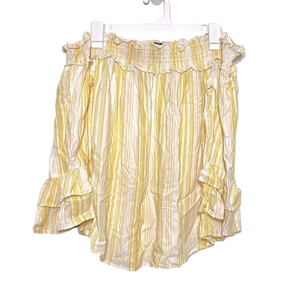 Rue 21 Yellow & White Striped Off the Shoulder Blouse